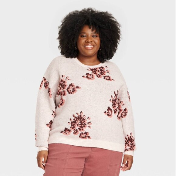 Knox Rose Women's Crewneck Sweater Floral Long Sleeve - Picture 2 of 13